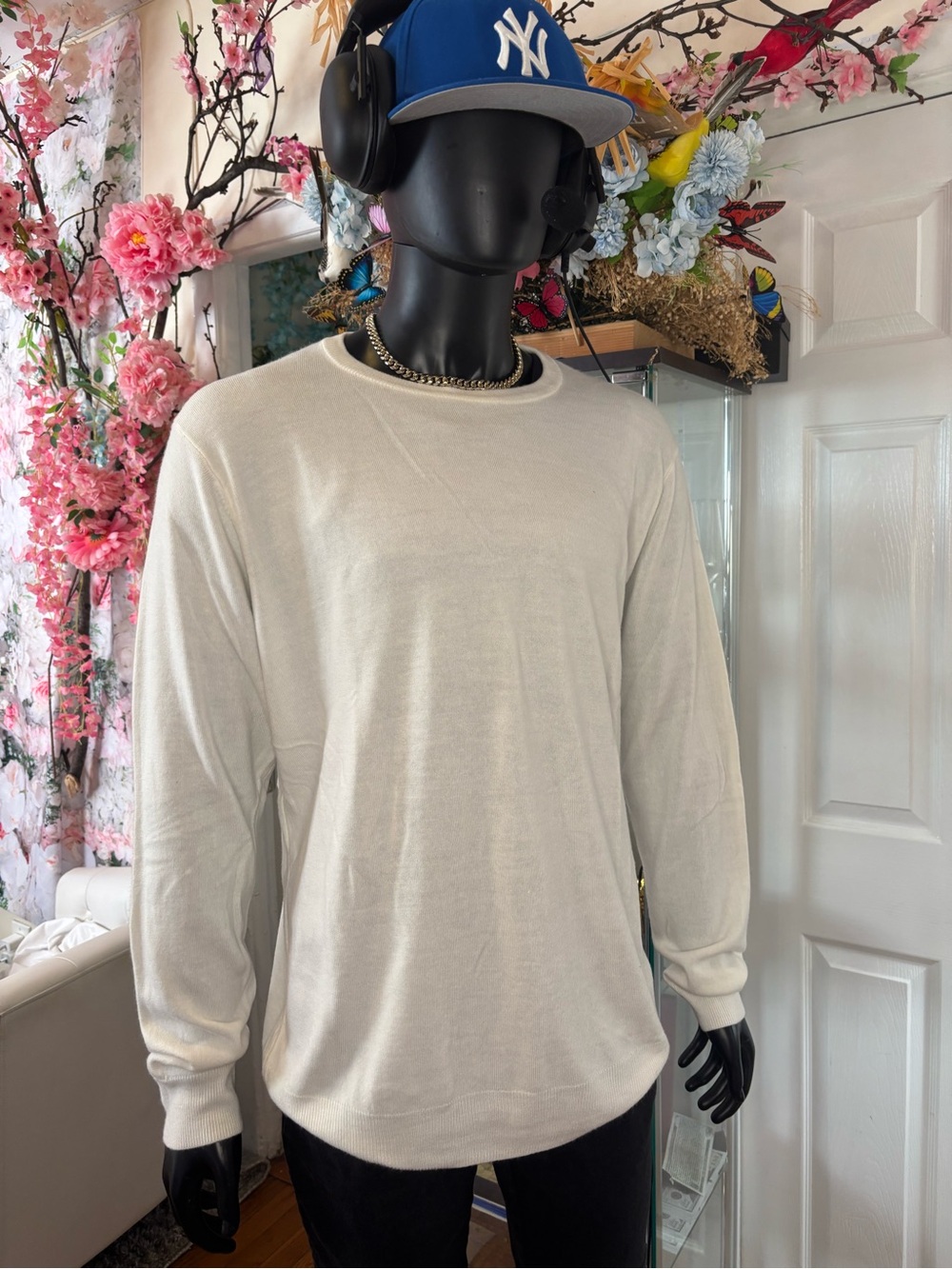 Primark Men's Crewneck Sweater in Off-White